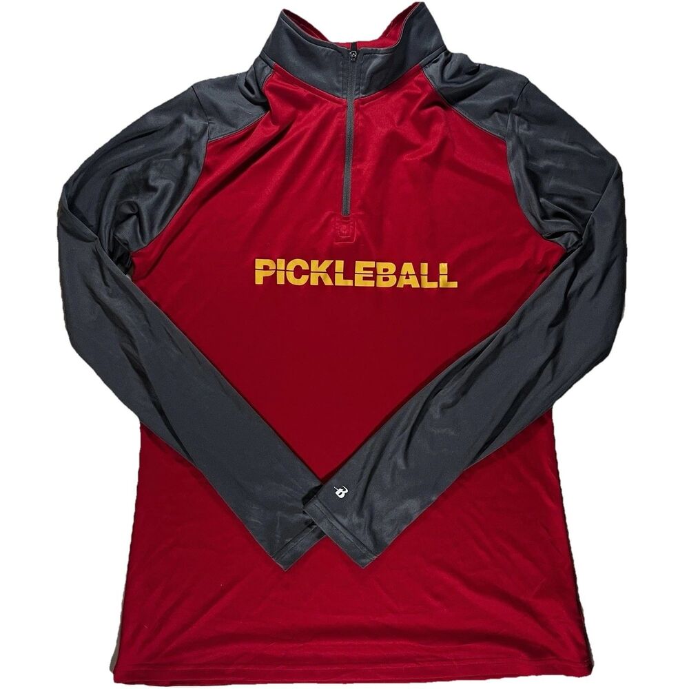 Pickleball 1/4 Zip Pullover Red Ultimate SoftLock Activewear Women's L